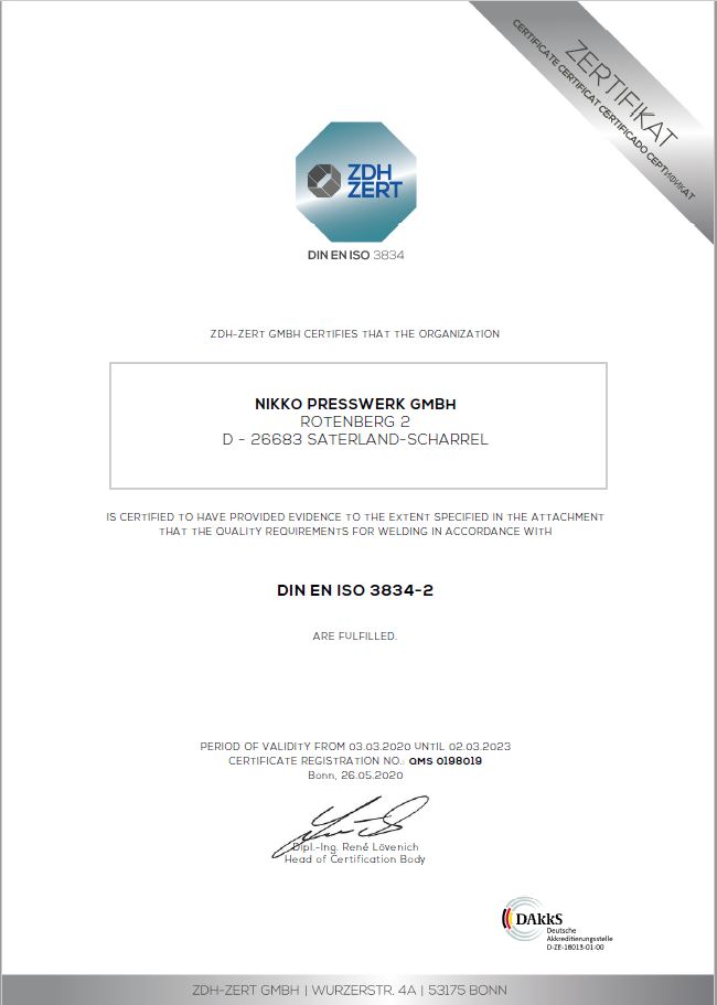 DIN EN ISO 3834-3 Zertifikat